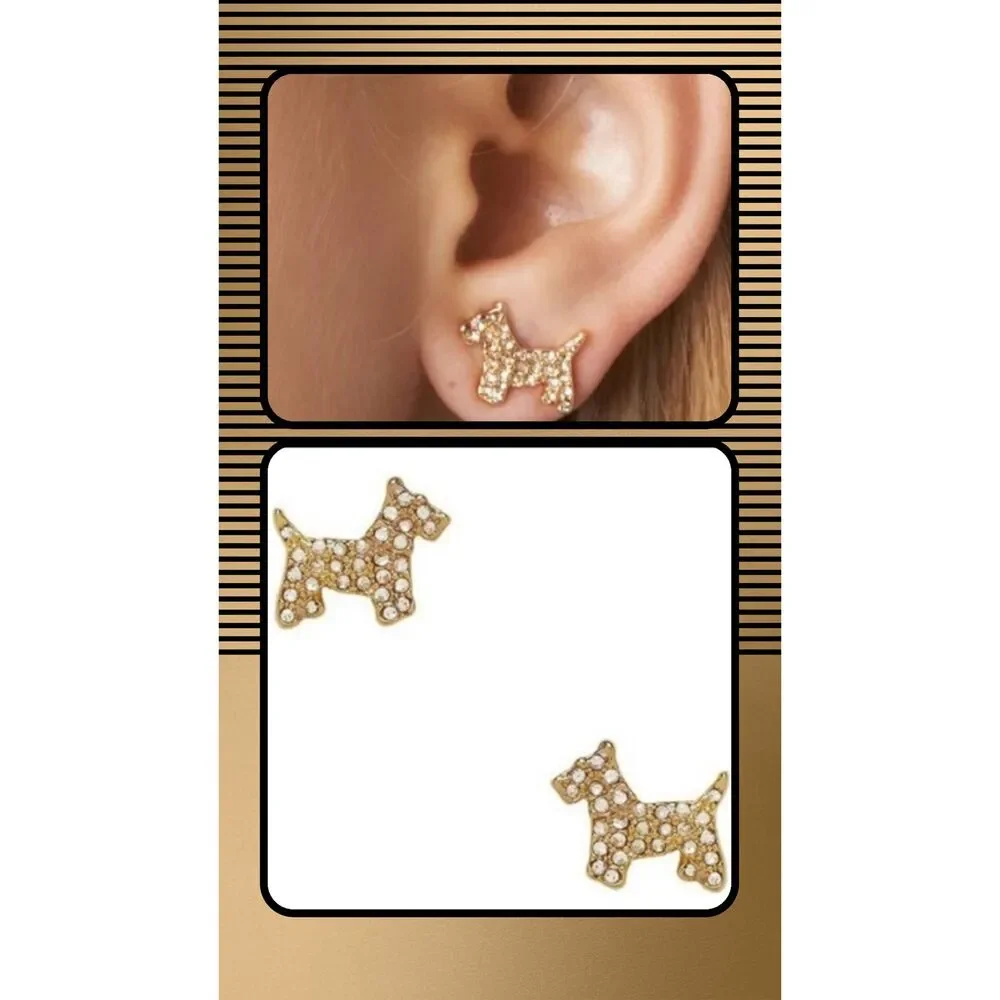 KATE SPADE NY Rose Gold Pave Scottie-Terrier Stud Earrings